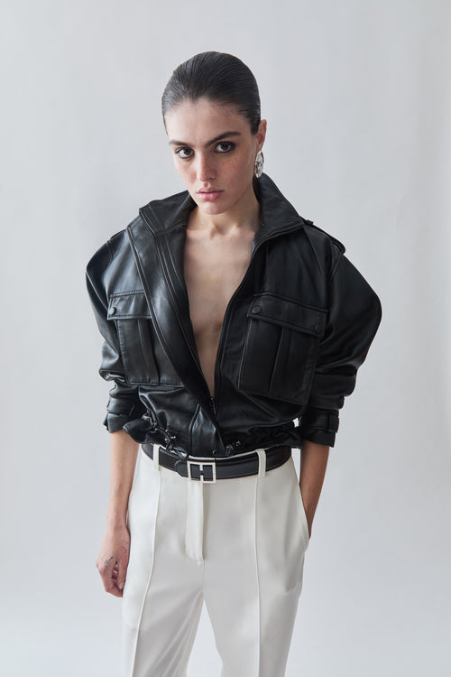 Campera Amalfi Cuero - Negro